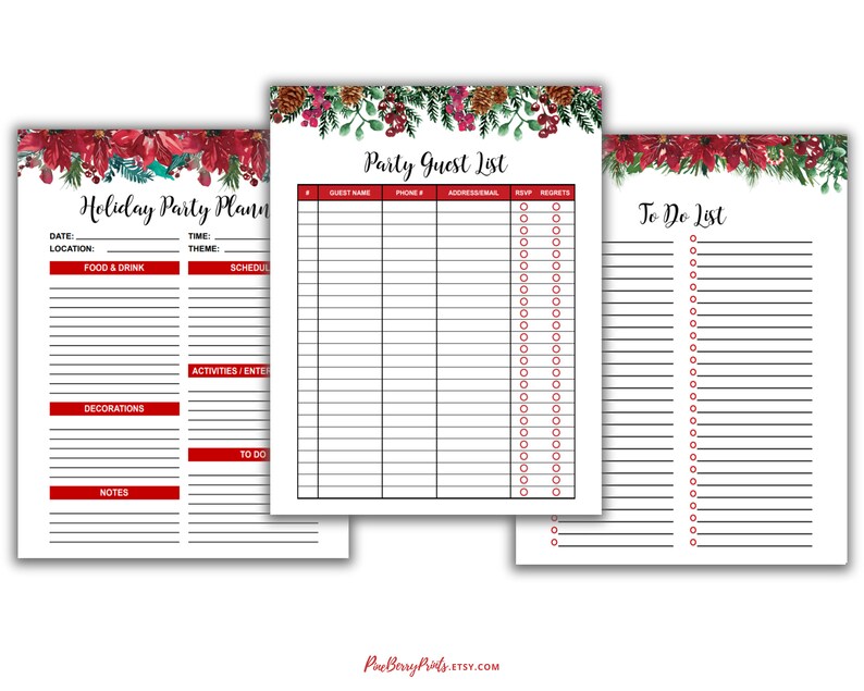 Christmas Planner Printable Party Organizer Gift Tracker | Etsy