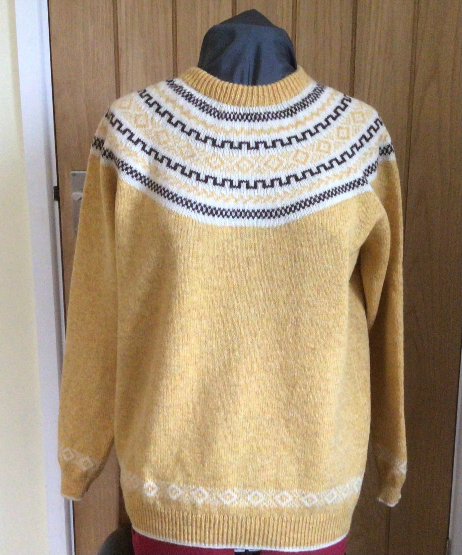 Shetland Wool Fair Isle Yoke Sweater Jumper See | Etsy