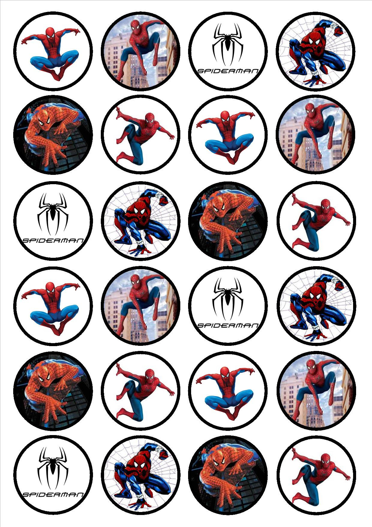 24 Spiderman PRECUT Edible Cupcake Toppers wafer card disc | Etsy