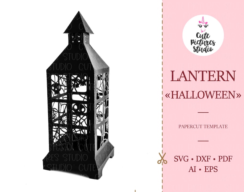 Download 3D cutting paper Halloween lantern template SVG. Spooky | Etsy