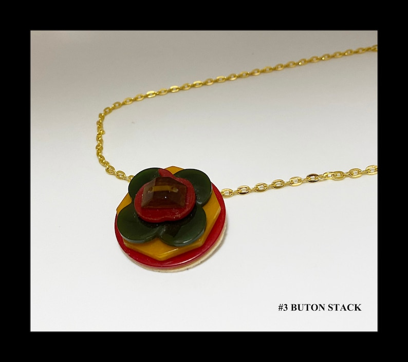 Graphic design necklace handcrafted ceramic button and jewelry wire