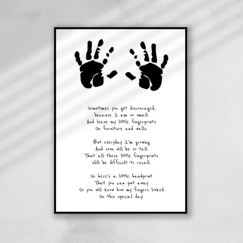 Baby Handprint Poem DIY baby gift baby shower handprint wall | Etsy