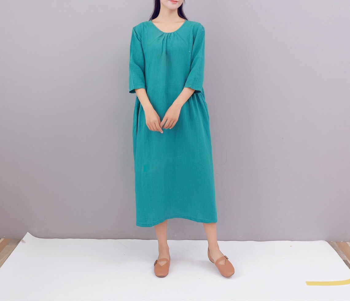 Clearance Dress Final Sale Cotton Linen Dress Shirt 3/4 Etsy