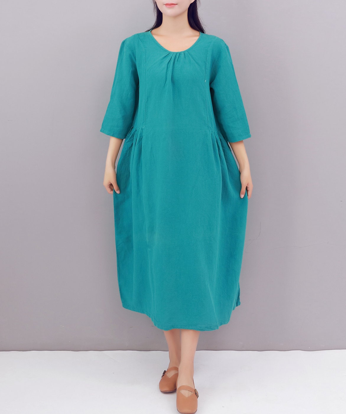 Clearance Dress Final Sale Cotton Linen Dress Shirt 3/4 Etsy