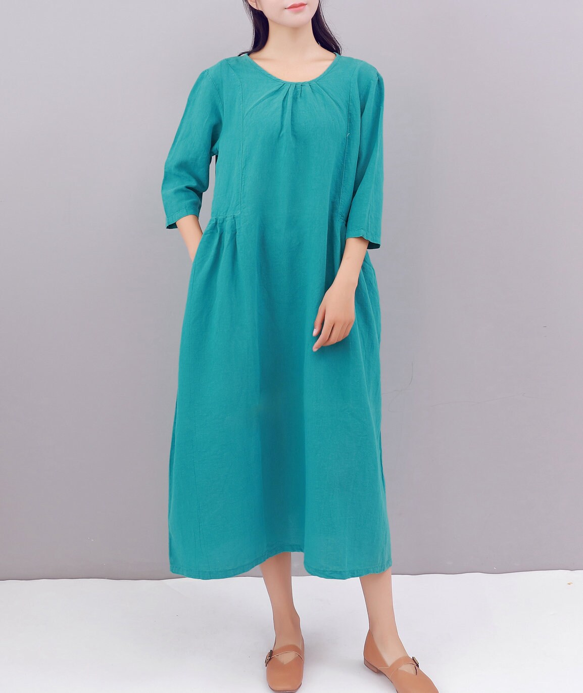 Clearance Dress Final Sale Cotton Linen Dress Shirt 3/4 Etsy