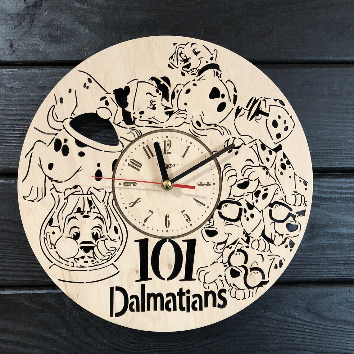 Disney Wall Art Silent Wall Clock Wooden Clock Disney Theme Etsy