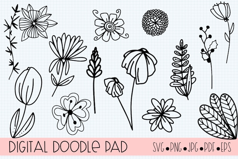 Download Floral Doodle Bundle Clip Art Art Collectibles Winedownvilla Com