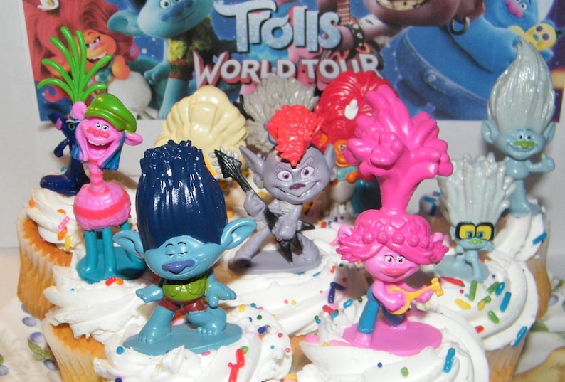 Trolls World Tour Movie Deluxe Cake Toppers Cupcake Etsy
