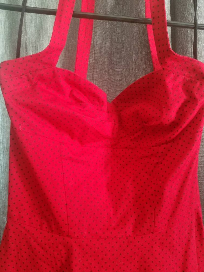 80s does 50s M Collection red polka dot dress SZ 5