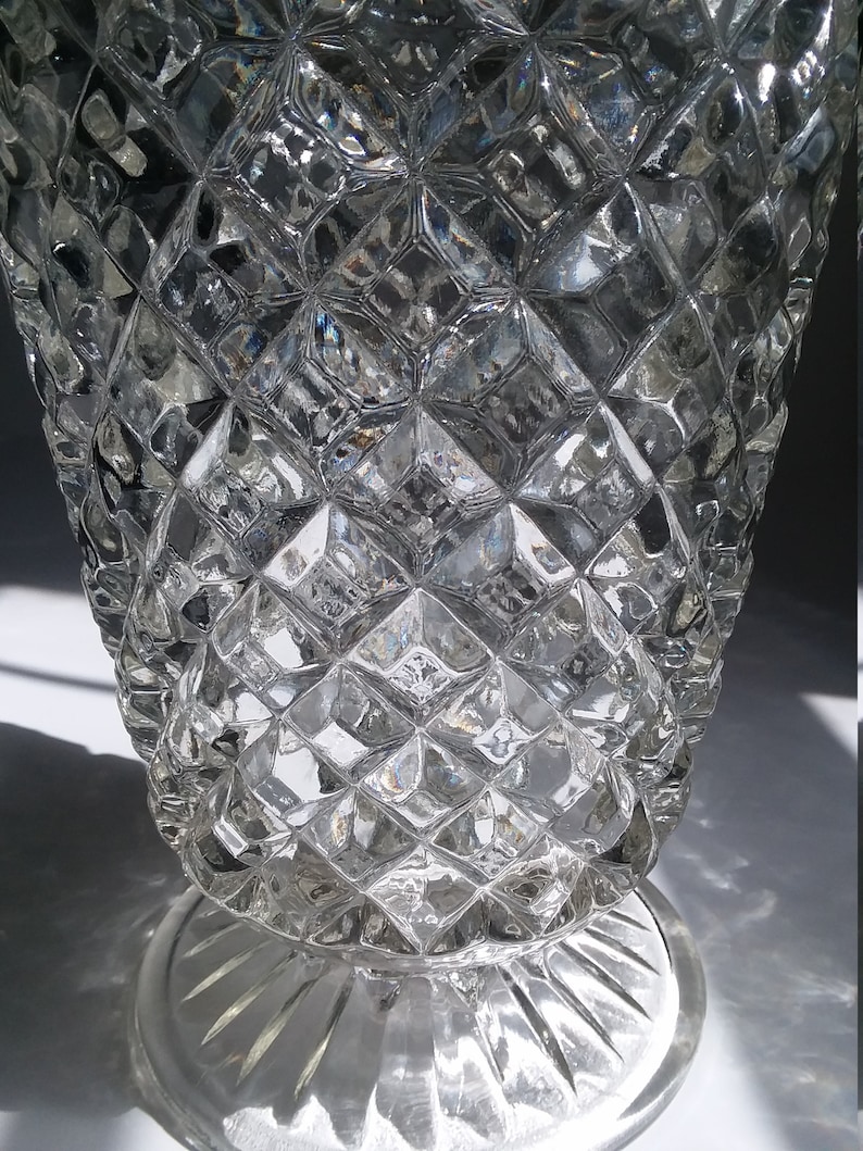 Tall Large Lead Crystal Clear Vase with Diamond Lattice Design Etsy