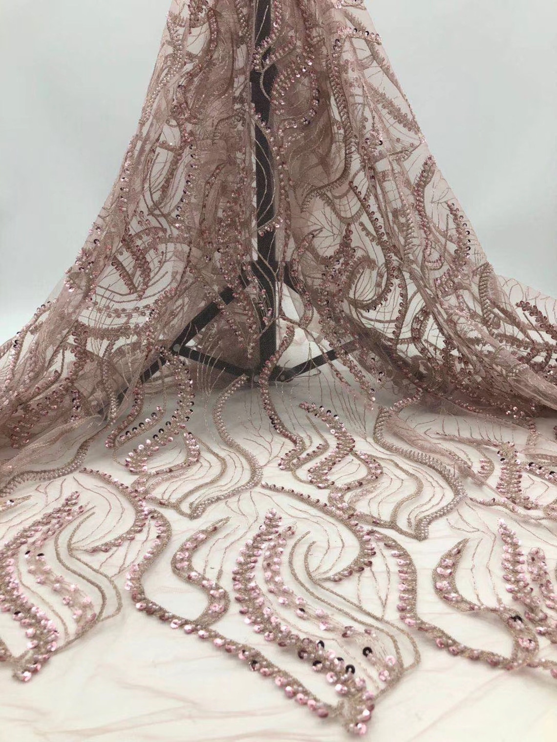 Sequin beaded lace fabric sequin lace bridal lace wedding Etsy