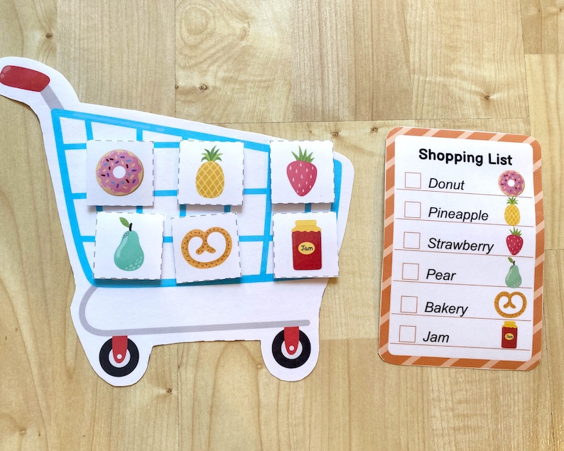 Shopping Busy Book Printable Game for Toddlers Grocery Etsy