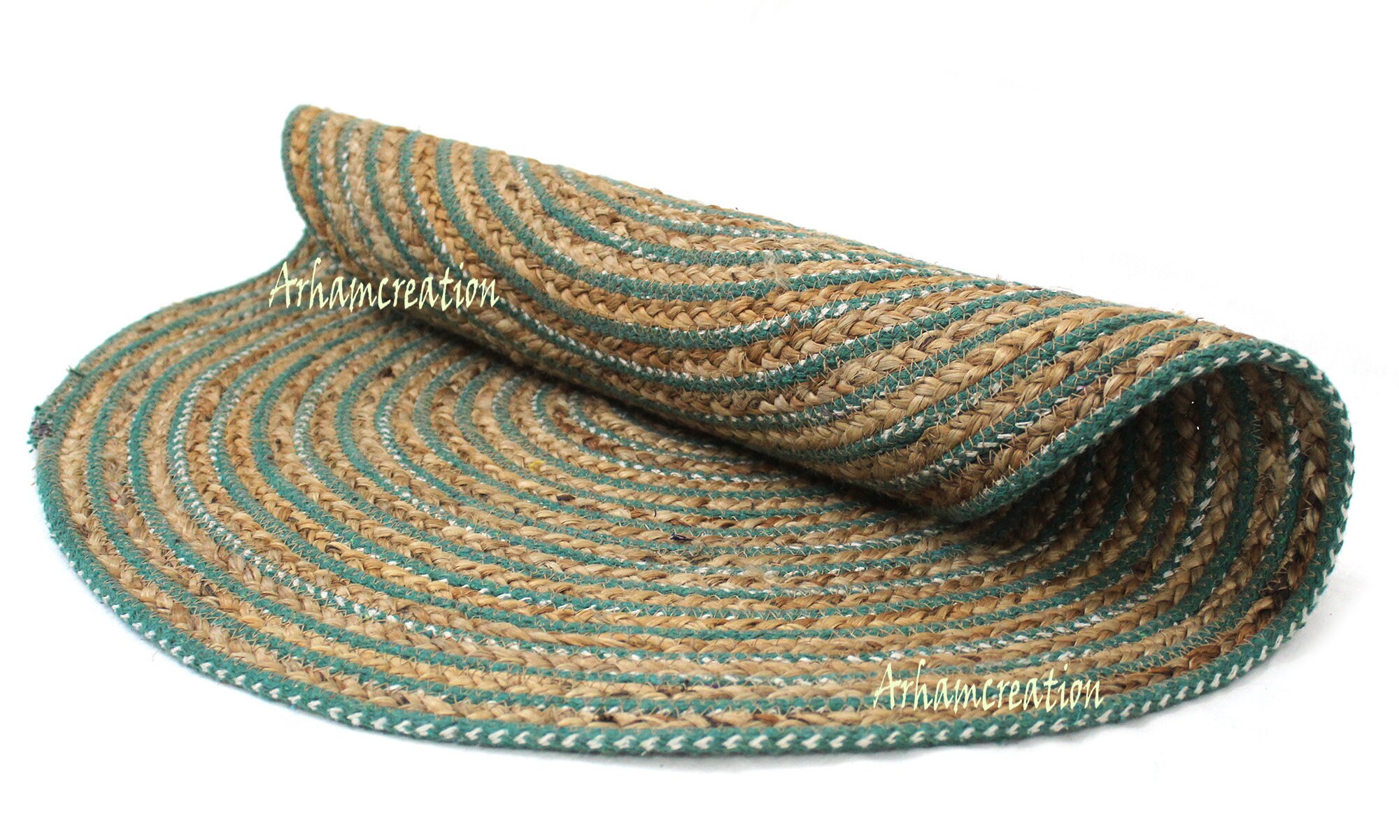 Round Rag Rug Cotton Jute Handmade Circle Mat Modern Floor Etsy