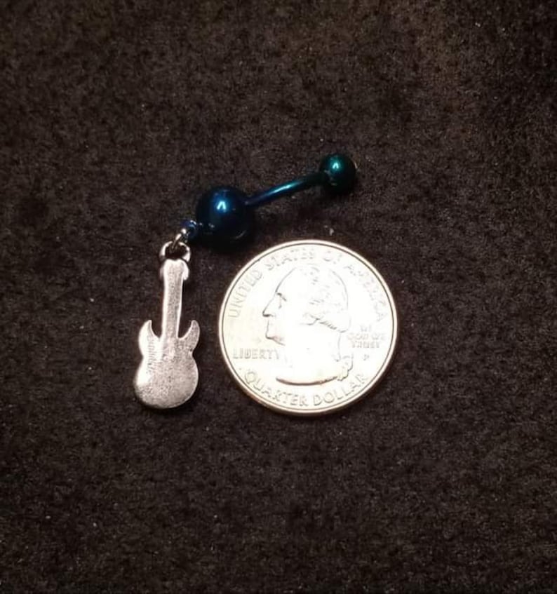 silver and multi, cute guitar bellyring bellybutton ring Simple Rock On