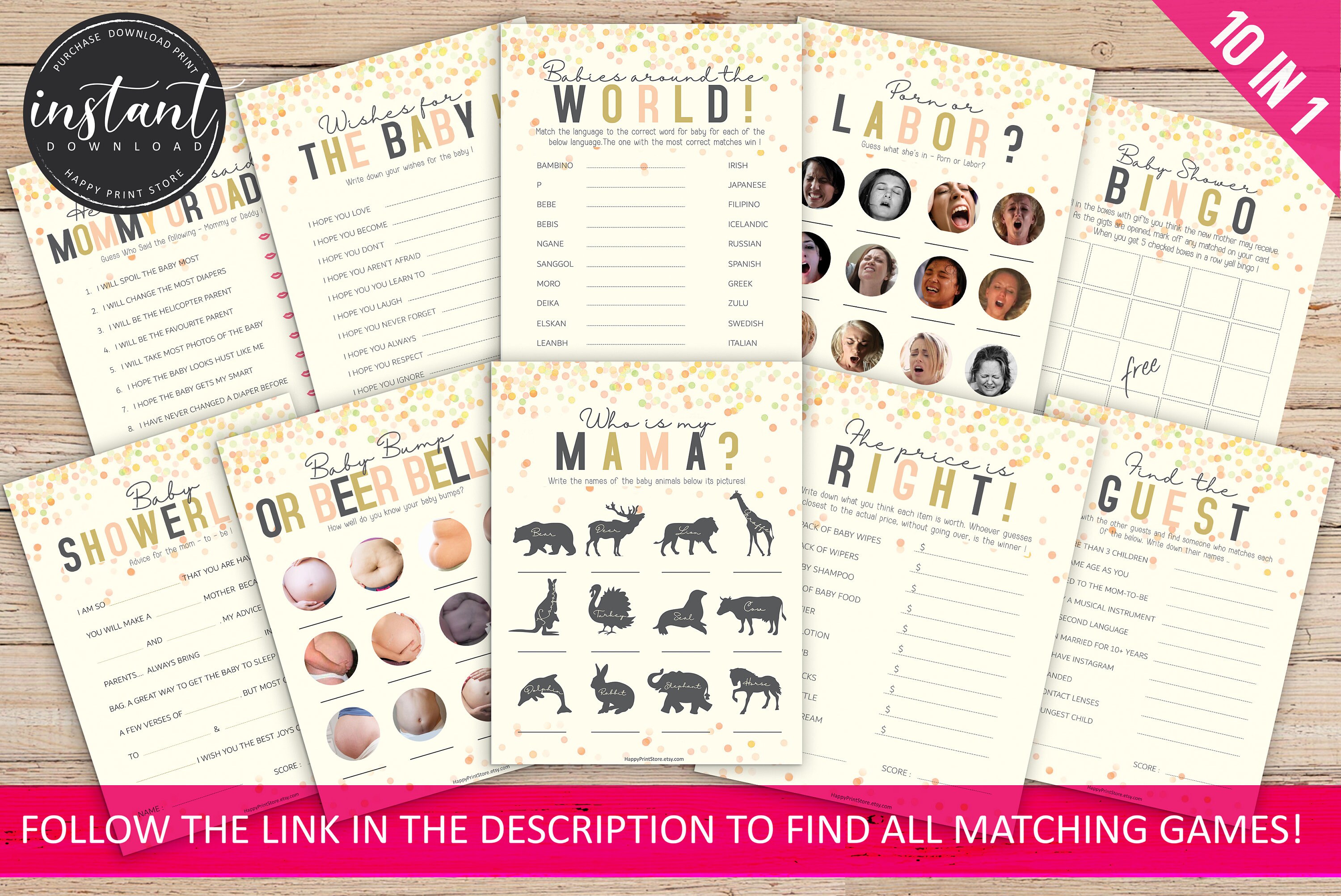 Boobs or Butts Game Printable Baby Shower Games Boobs or | Etsy