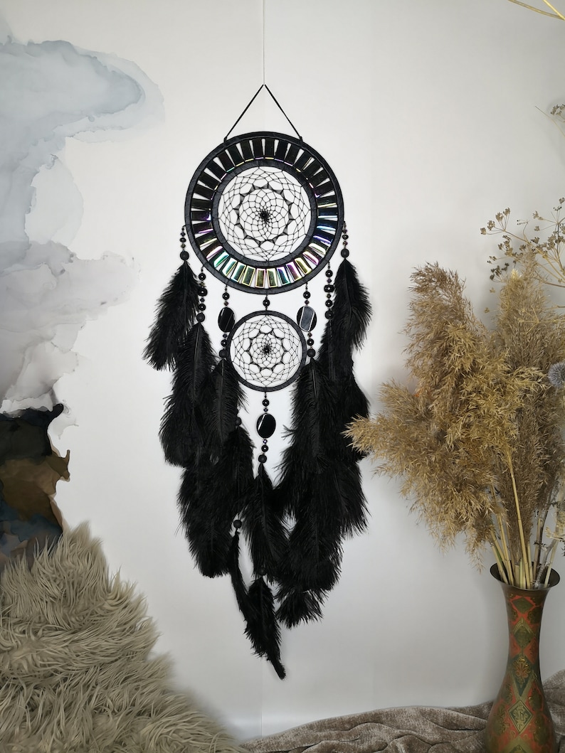 Black large Dream catcher wall hanging mosaic big dream Etsy