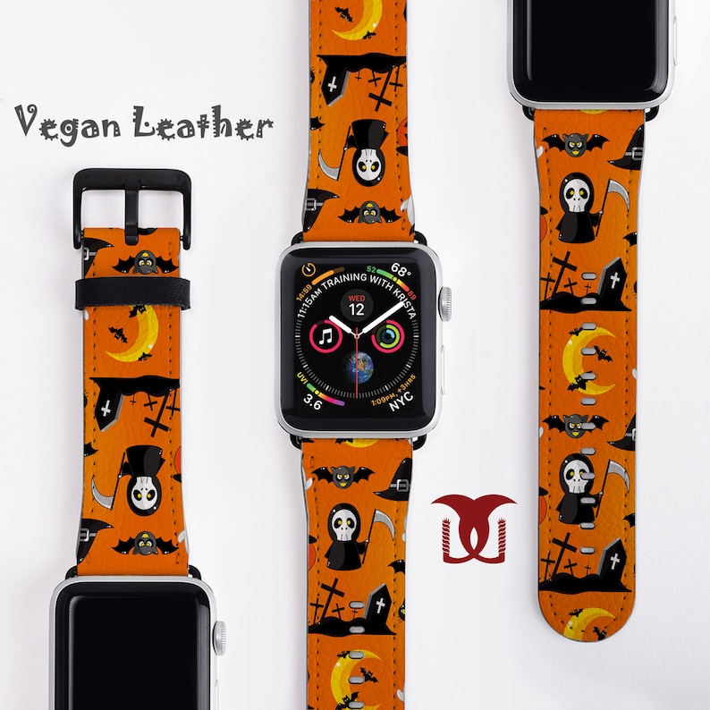 Halloween Watch Band Strap faux leather 42mm 44mm Apple Watch Etsy