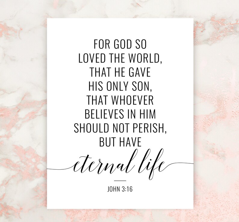 John 3 16 Printable Art Bible Verse Wall Art Christian | Etsy