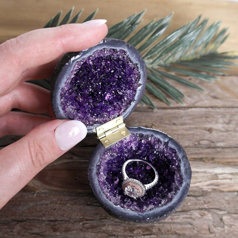 Purple Glass Crystal Engagement Ring Box | Etsy