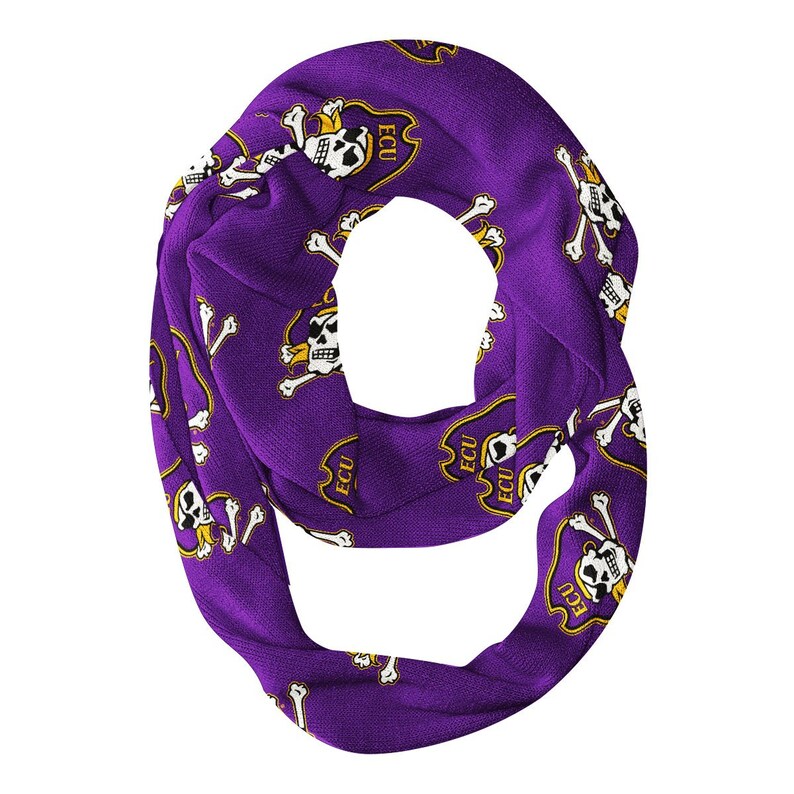 East Carolina Pirates All Over Logo Purple Infinity Scarf