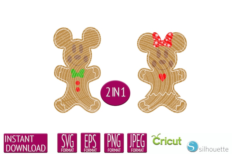 Download Mickey X-mas Gingerbread Cookie SVG DXF Png Vector Cut ...