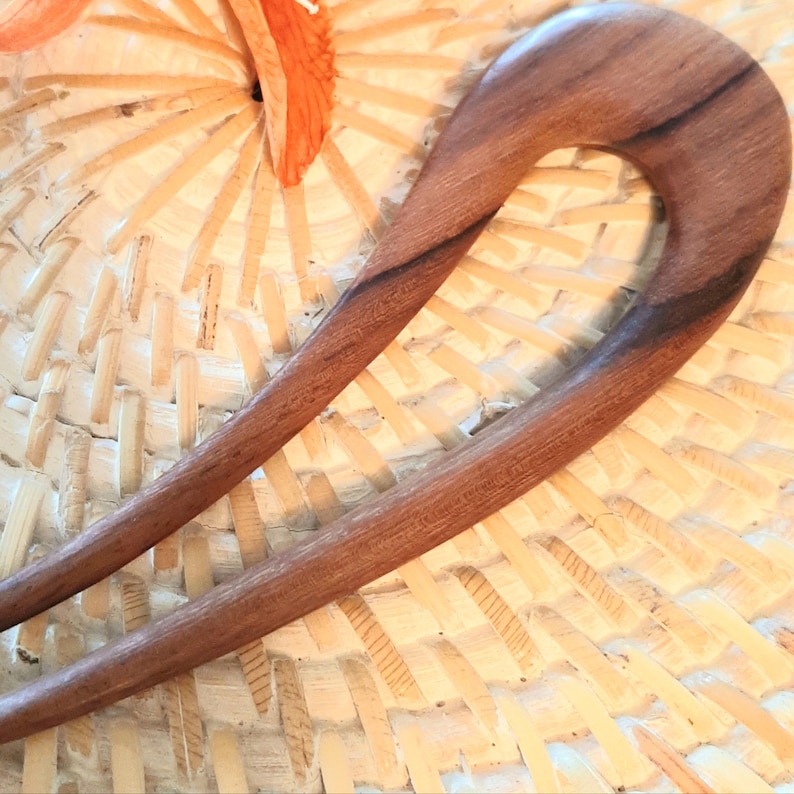 Wooden hair pic stings baguette bun handmade hairstyle