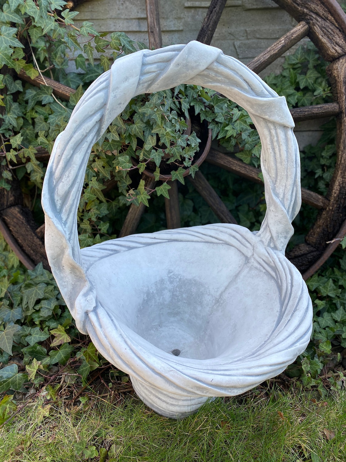 Concrete Basket Basket For Home And Garden Decor Garden Etsy