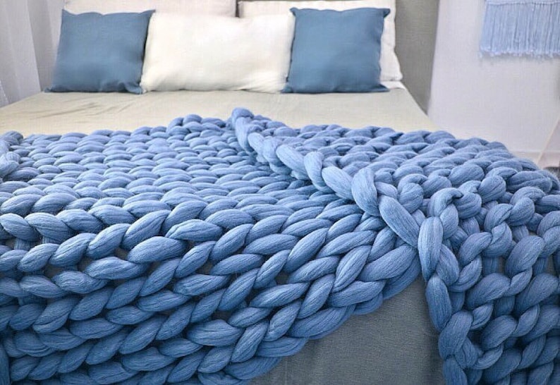 Blush Chunky Knit Blanket. Pink throw blanket. Merino wool Etsy