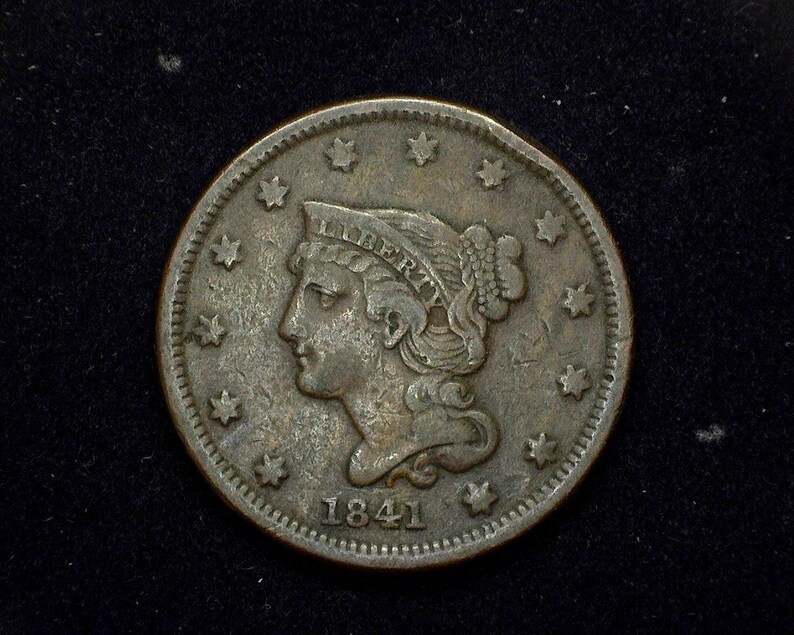 1841 Large Cent Coronet VF US Coin HS/&C