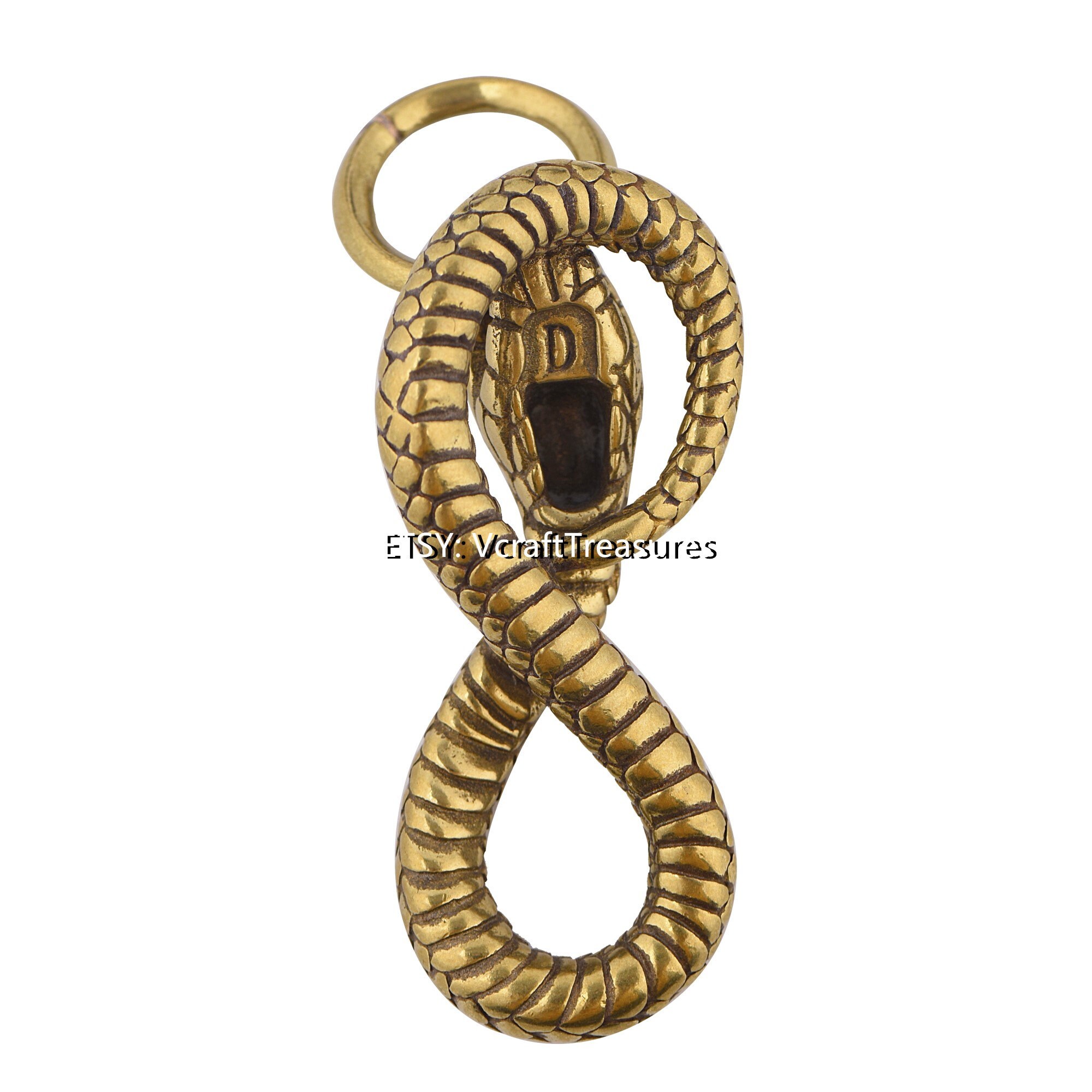 Snake Pendant Art Charm Jewelry Key Chain Keyrings Brass Chain Etsy