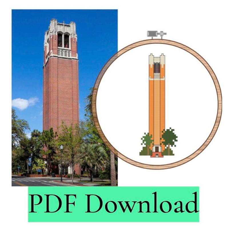 Century Tower At University Of Florida Cross Stitch Pattern Fiber Arts Art Collectibles Sdstyle Ir