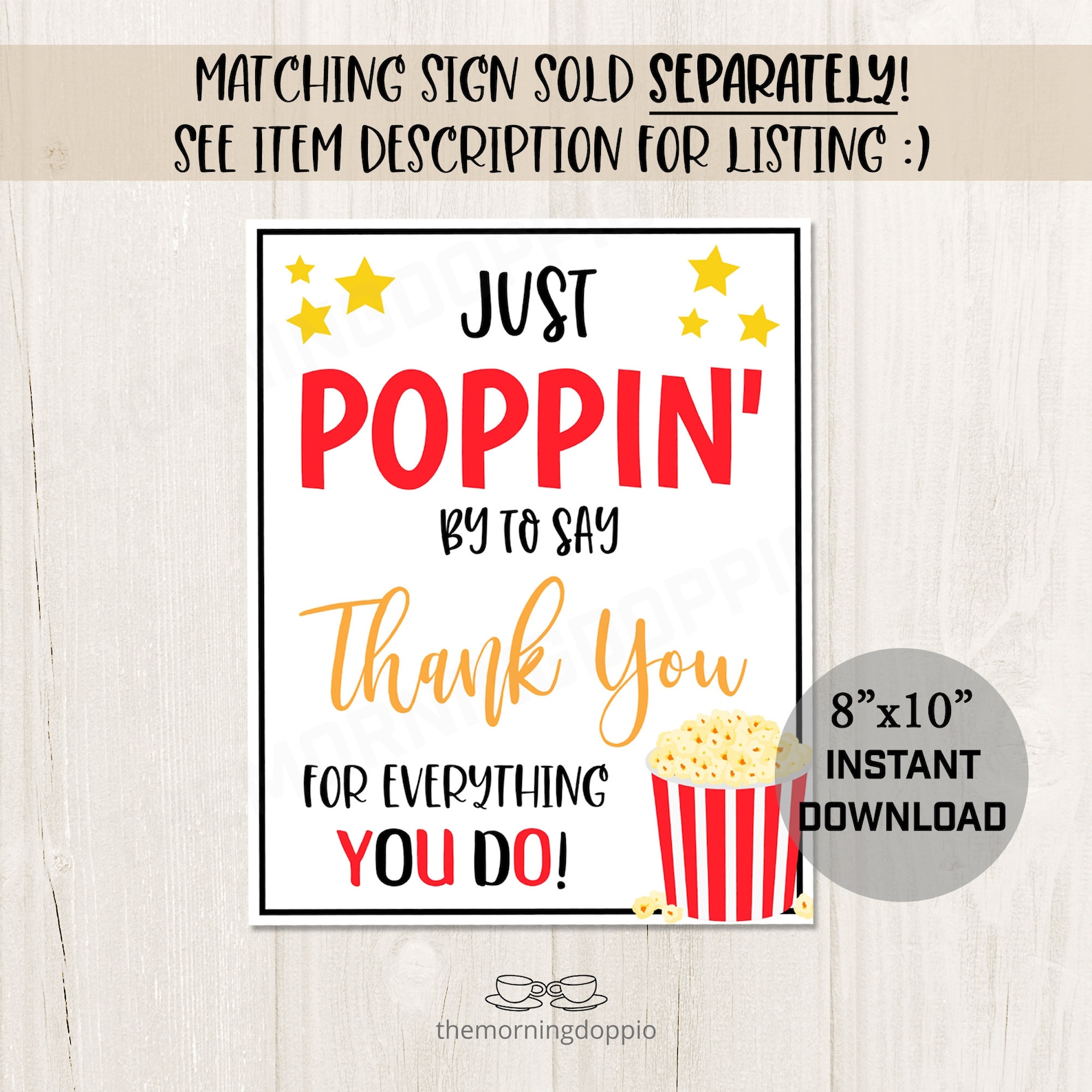 Printable/EDITABLE Just POPPIN' by to say thank you Etsy