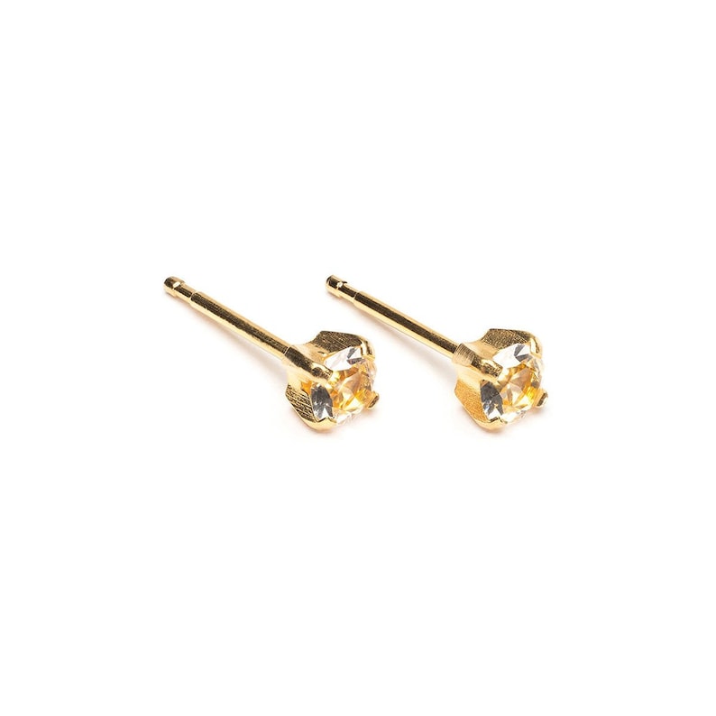 Gold Plated 4 mm April Birthstone Stud Earrings