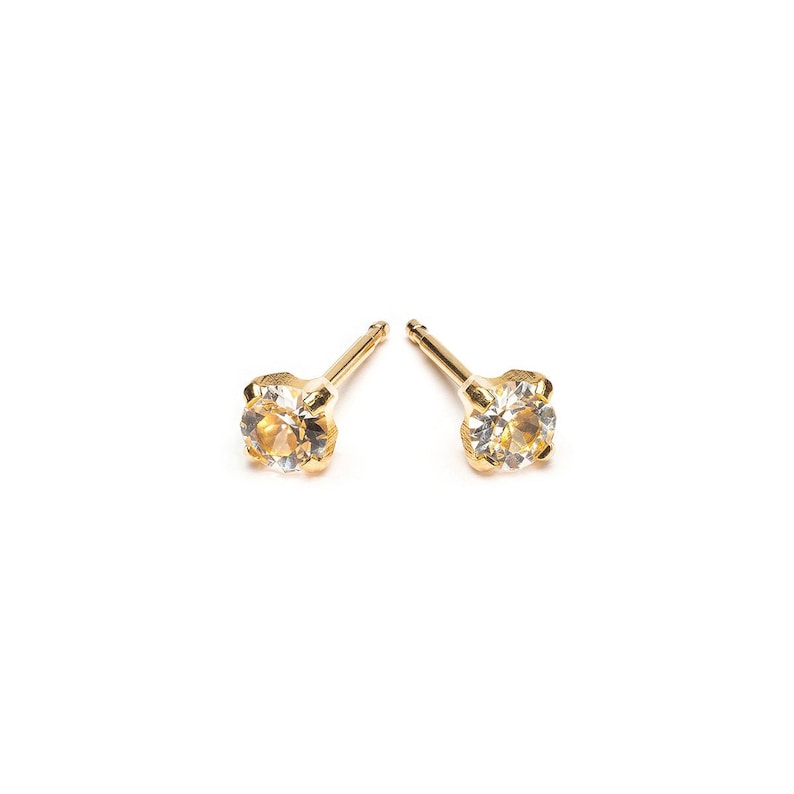 Gold Plated 4 mm April Birthstone Stud Earrings