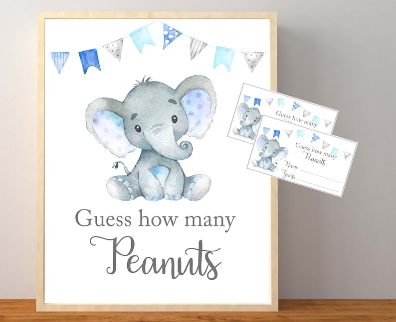 Guess How Many Peanuts Peanuts Baby Shower Game Elephant Etsy