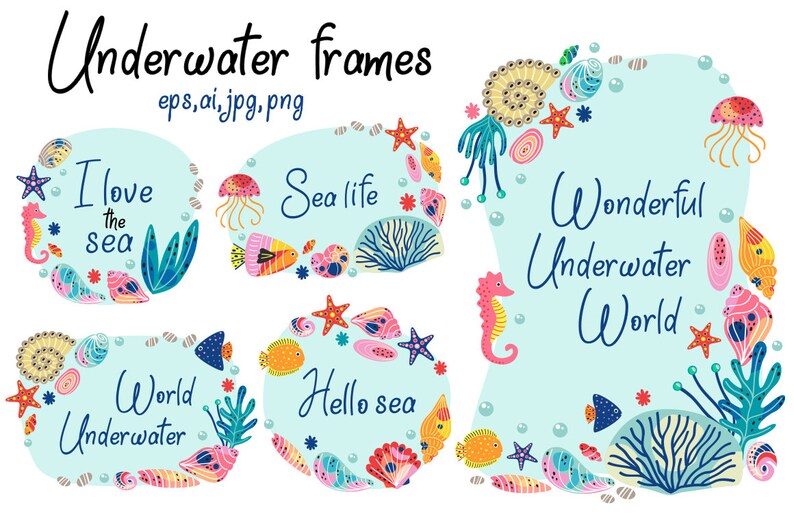 Download Fish svg Sea life svg Seaweed svg Shell svg Digital paper | Etsy