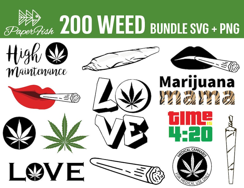 Download HUGE BUNDLE Weed Cannabis cliparts SVG png clipart more ...