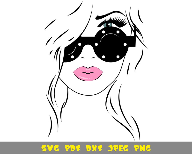 Sexy girl with glasses svg png dxf pdf jpg file Etsy