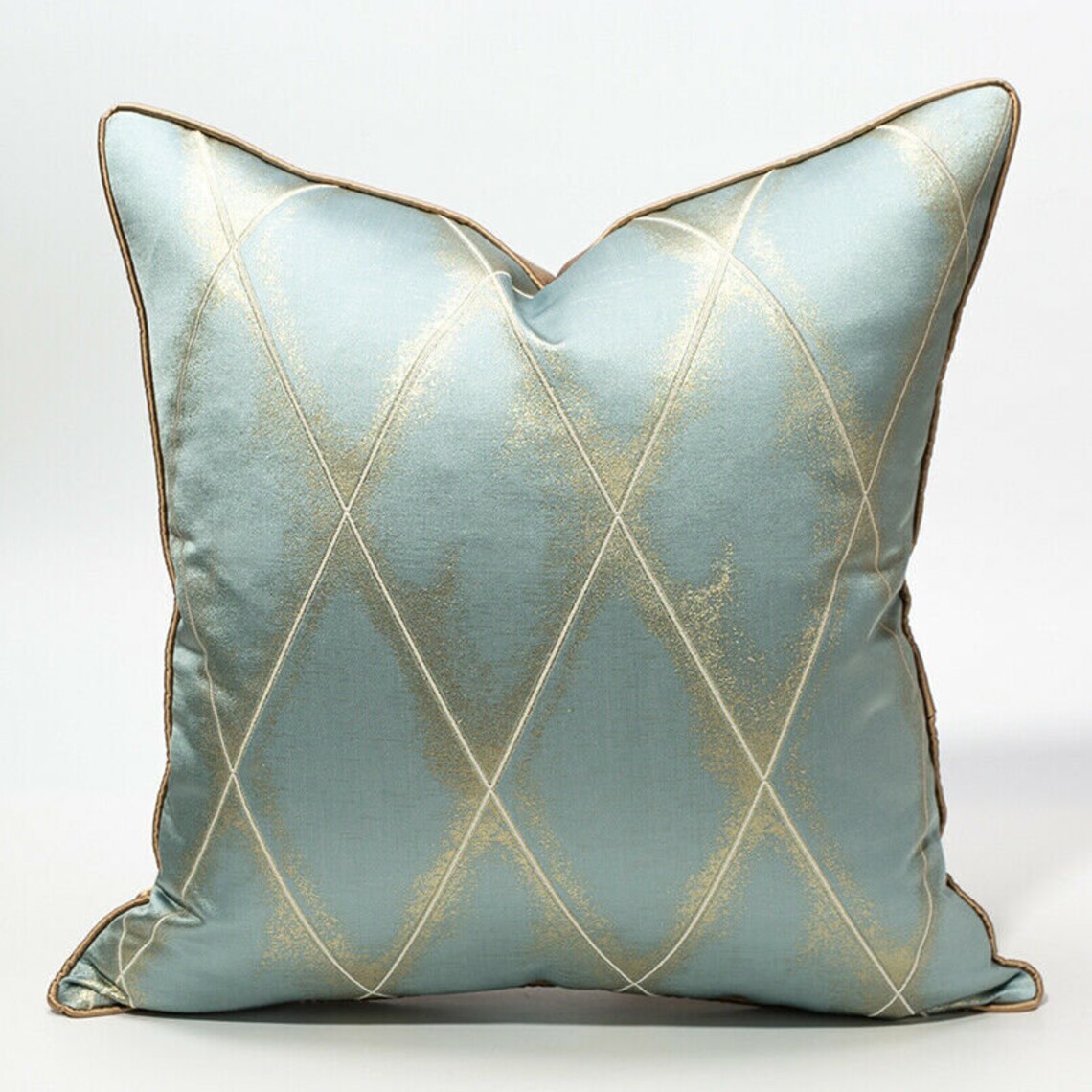 Geometric Pattern Duck Egg Gold Cushion Cover 45x45cm Throw Etsy