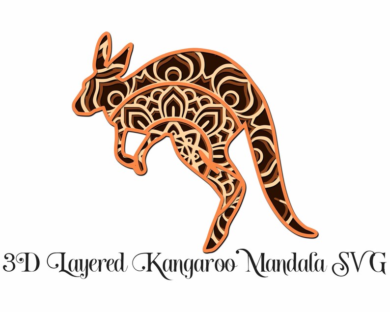 Download Art Collectibles Clip Art Paper Cutting 4 Layers Kangaroo Mandala 3d Layered Svg File