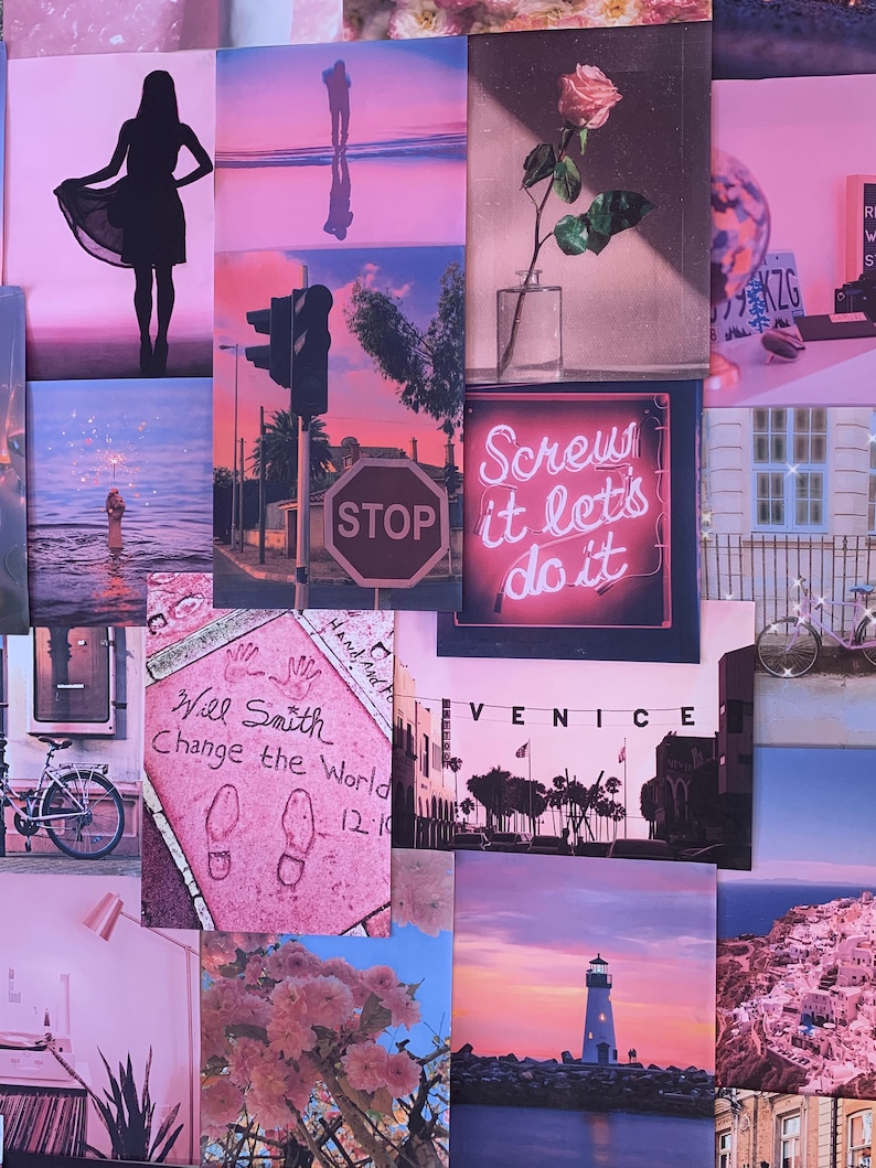 Pink Aesthetic Pretty Retro Wall Collage Kit Vsco Vintage Room Etsy 1830