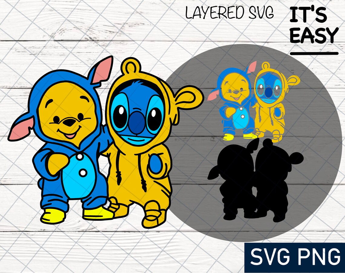Stitch SVG Cricut stitch and winnie the pooh together | Etsy