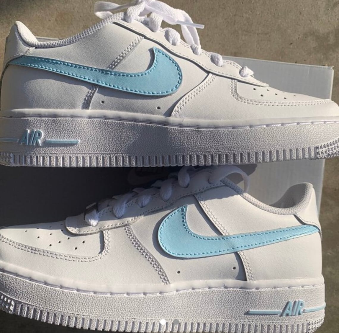 Custom made nike air force 1 baby blue tick | Etsy