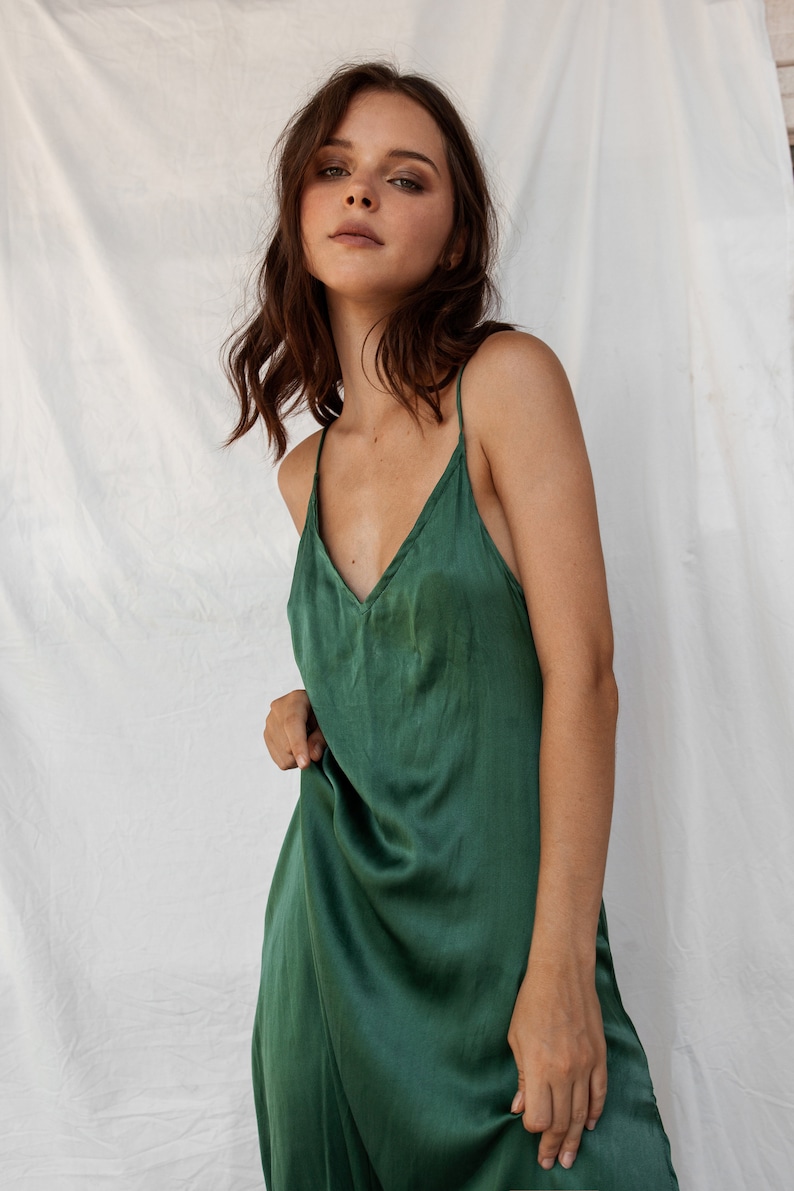 Green Silk Dress Lily Slip Dress Ahimsa Silk