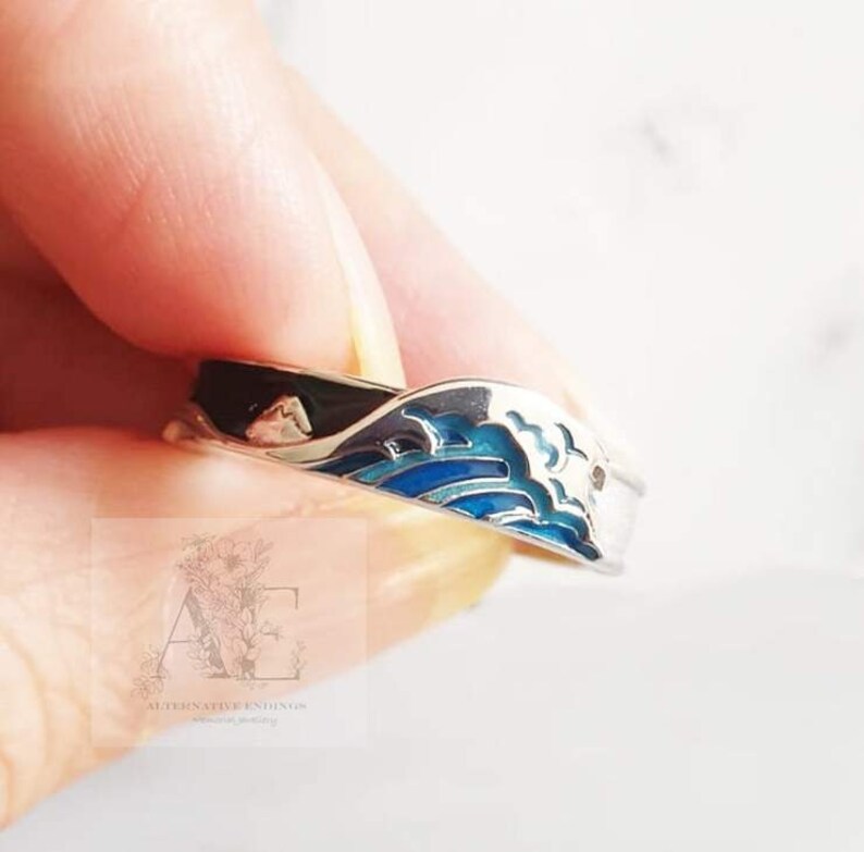 Hokusai Ring Art lover Gift Japanese painting Ring Japanese Wave Ring Famous Painting Ring Blue Ocean Ring Jewellery For Art Lover,