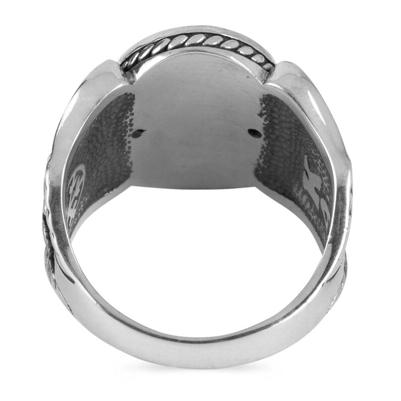 Mens Handmade Ring Blue Enamel Ottoman Tughra Silver Etsy