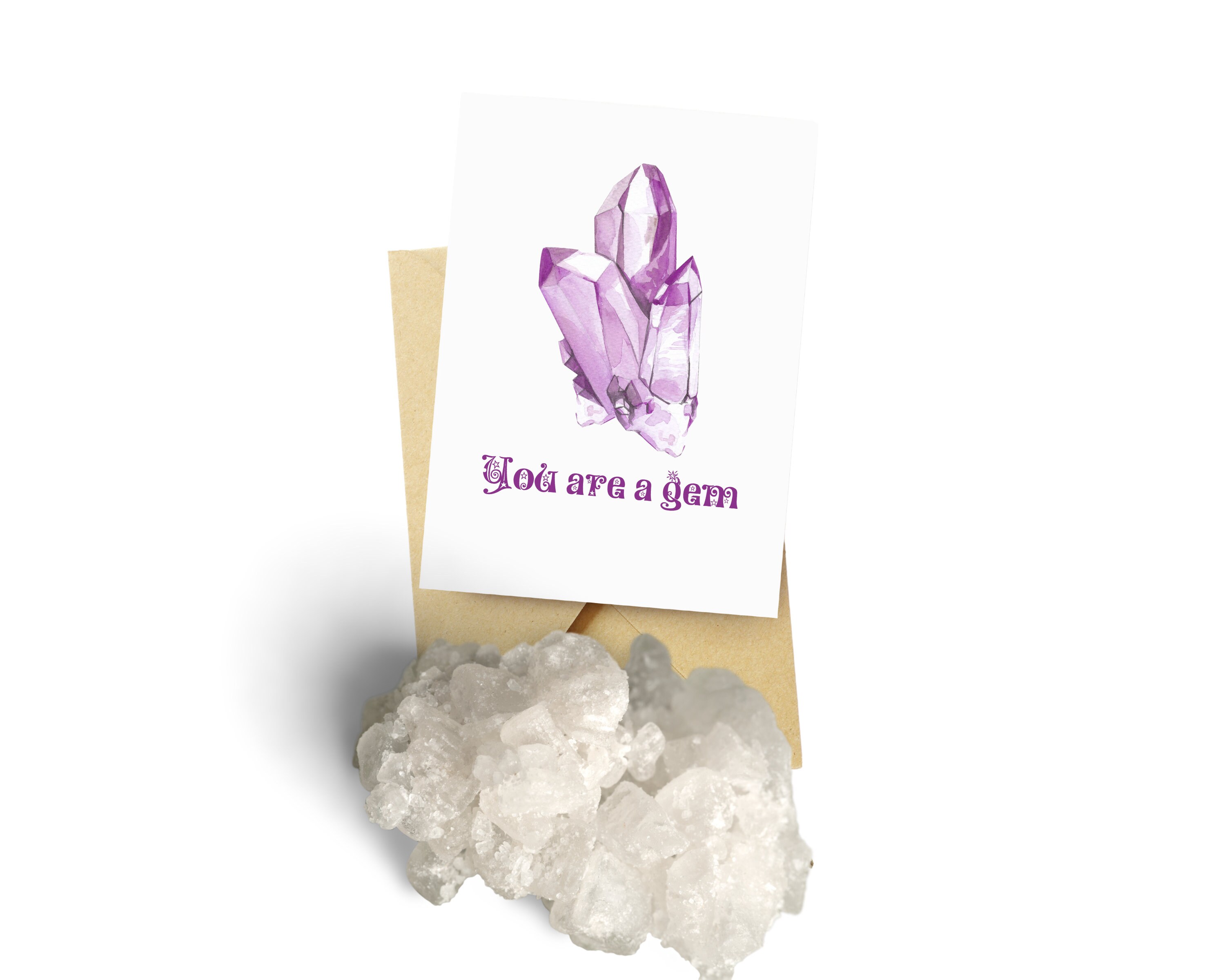 You Are A Gem Printable Thank You Card Purple Crystal Digital Etsy