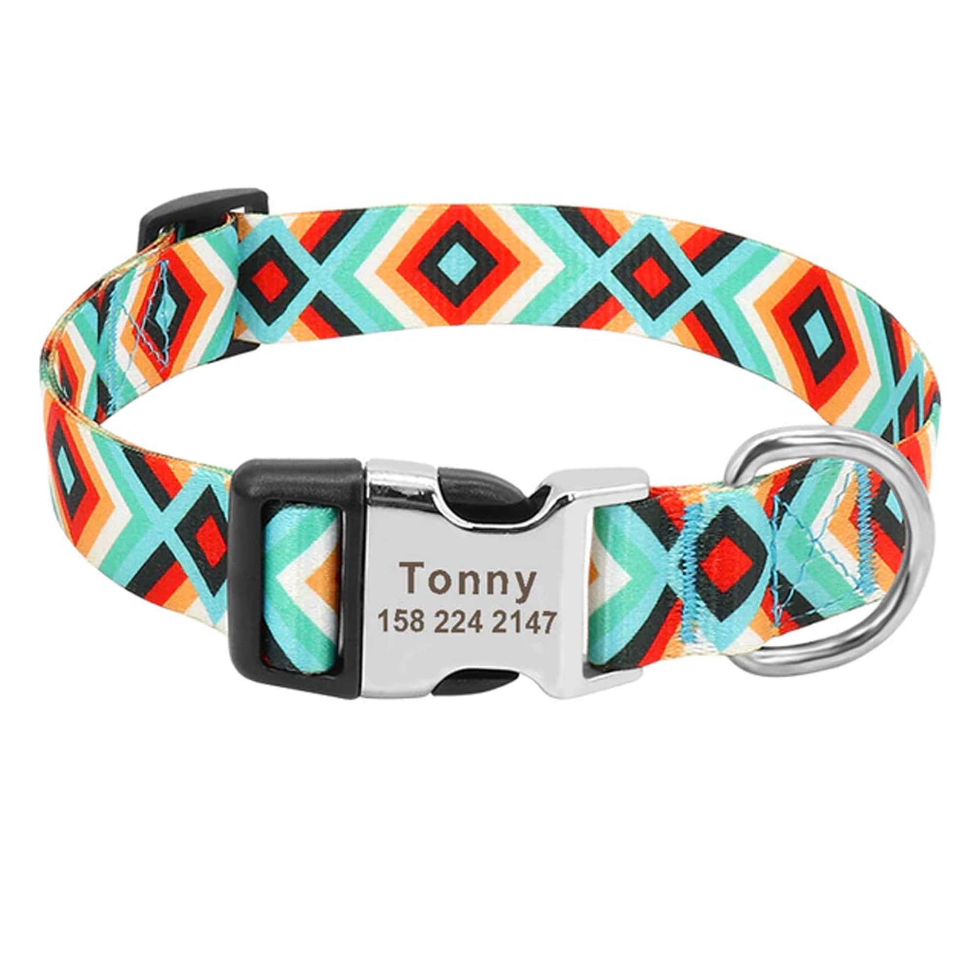 Colorful Diamond Personalized Dog Collar Personalized Etsy