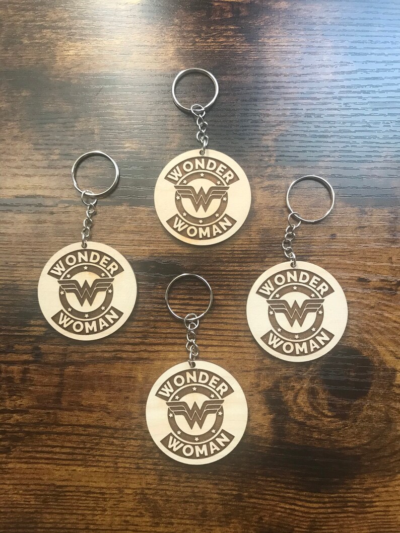 Wooden Wonder Woman Keychain