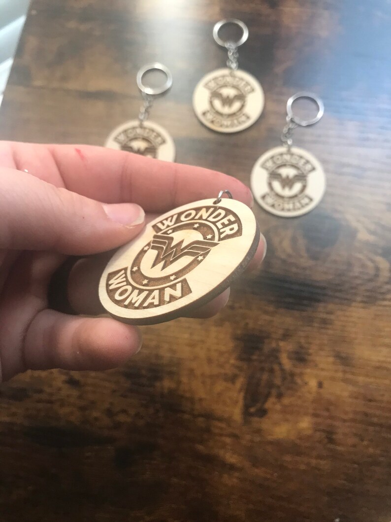 Wooden Wonder Woman Keychain